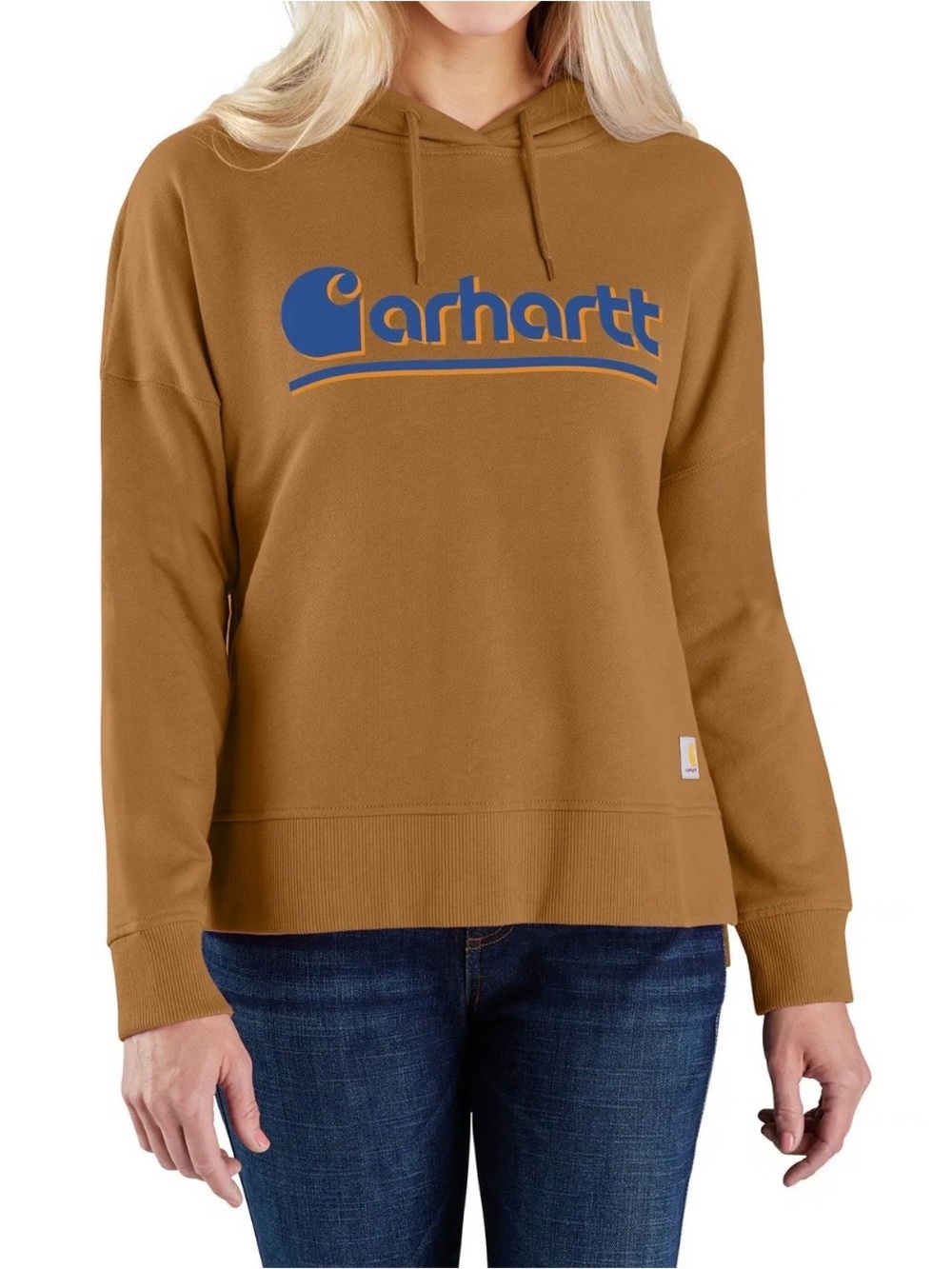 Carhartt Tan/Brown Hoodie with Blue Logo